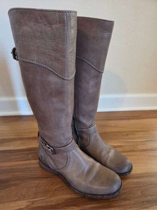 Frye Shoes - Frye Light Brown Tall Leather Riding Boots Women's Size 7.5